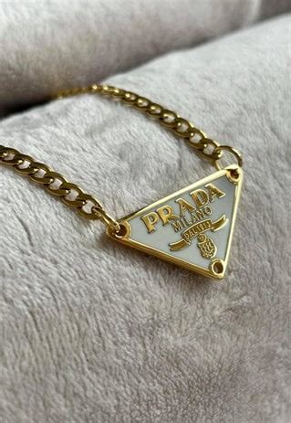 prada triangle choker|prada white gold necklace.